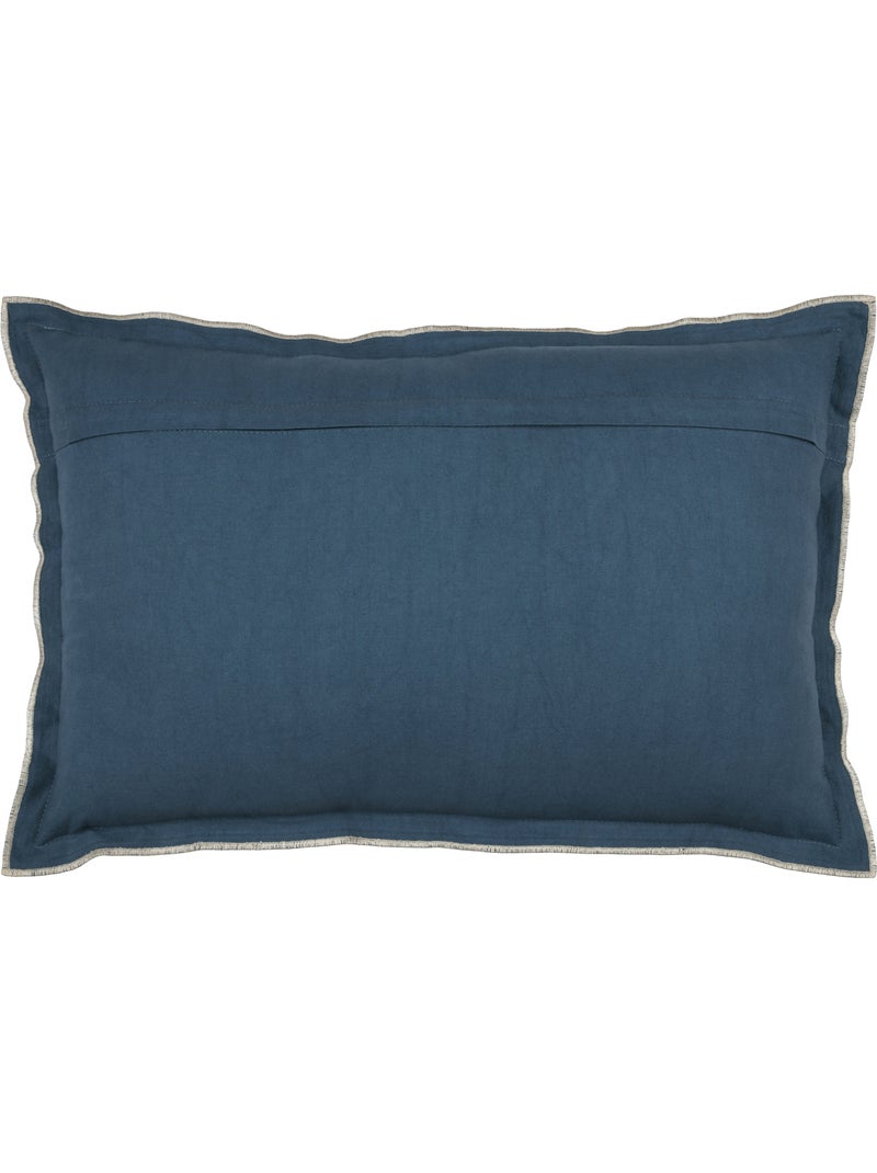 Cuscino in cotone, volant piatto smerlato, nero Blu - Kiabi