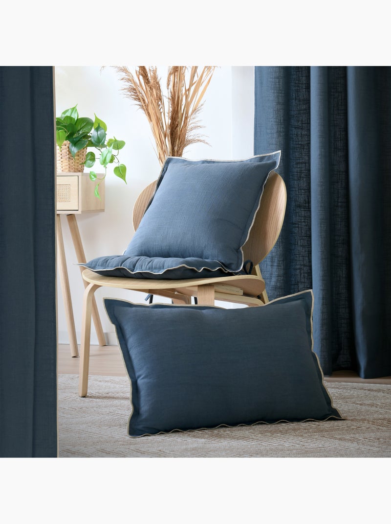 Cuscino in cotone, volant piatto smerlato, nero Blu - Kiabi