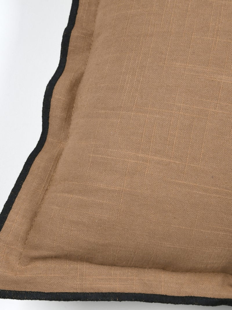 Cuscino in cotone, volant piatto smerlato, nero Marrone chiaro - Kiabi