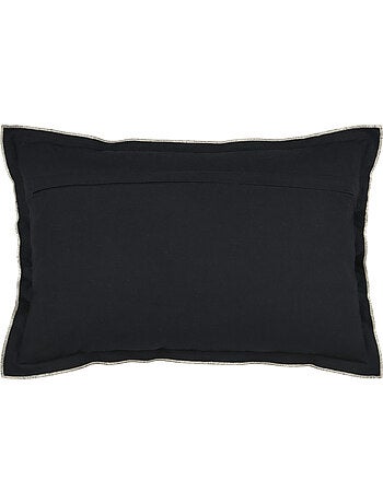 Cuscino in cotone, volant piatto smerlato, nero