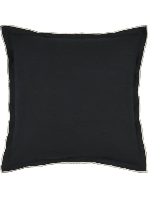 Cuscino in cotone, volant piatto smerlato, nero - Kiabi