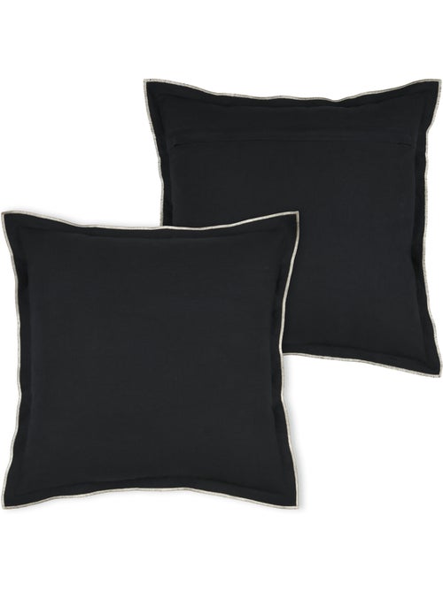 Cuscino in cotone, volant piatto smerlato, nero - Kiabi