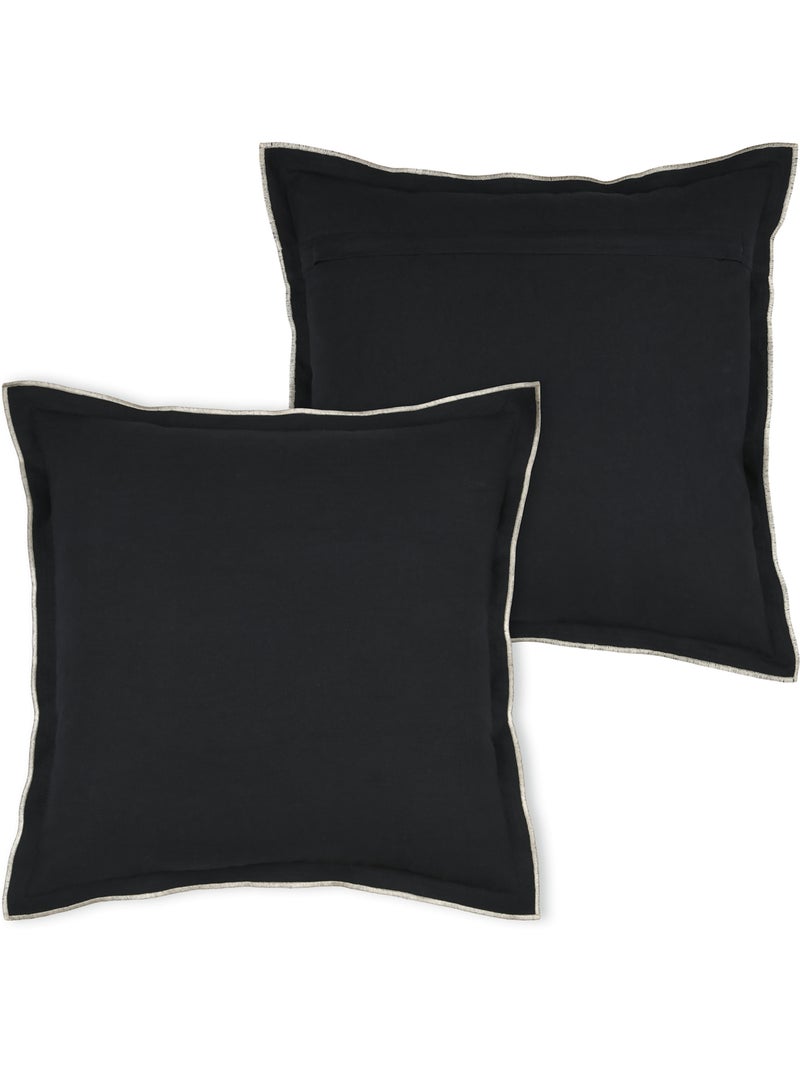 Cuscino in cotone, volant piatto smerlato, nero Nero - Kiabi