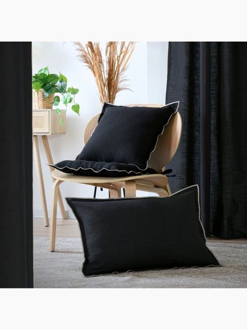 Cuscino in cotone, volant piatto smerlato, nero - Kiabi