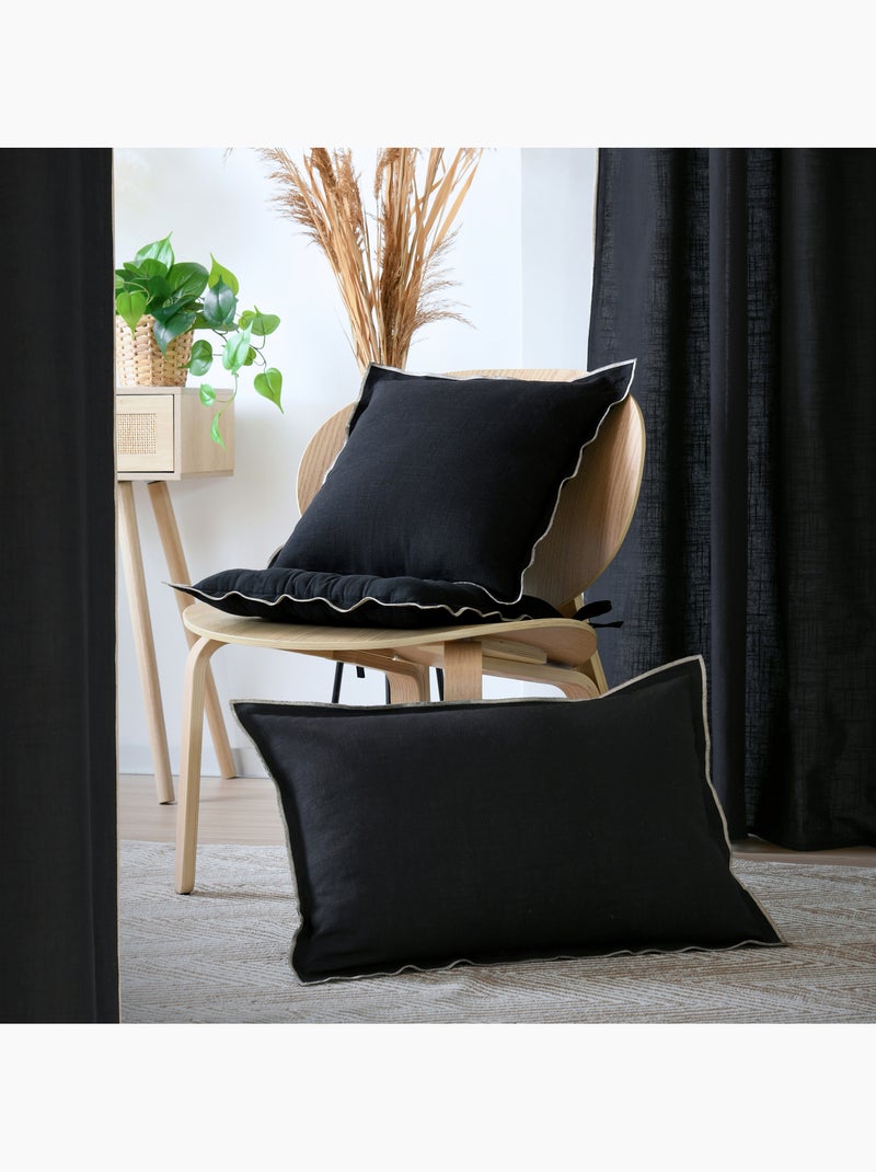 Cuscino in cotone, volant piatto smerlato, nero Nero - Kiabi