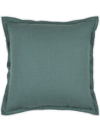 Cuscino in cotone, volant piatto smerlato, nero