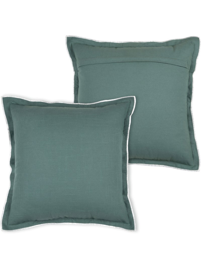 Cuscino in cotone, volant piatto smerlato, nero Verde - Kiabi