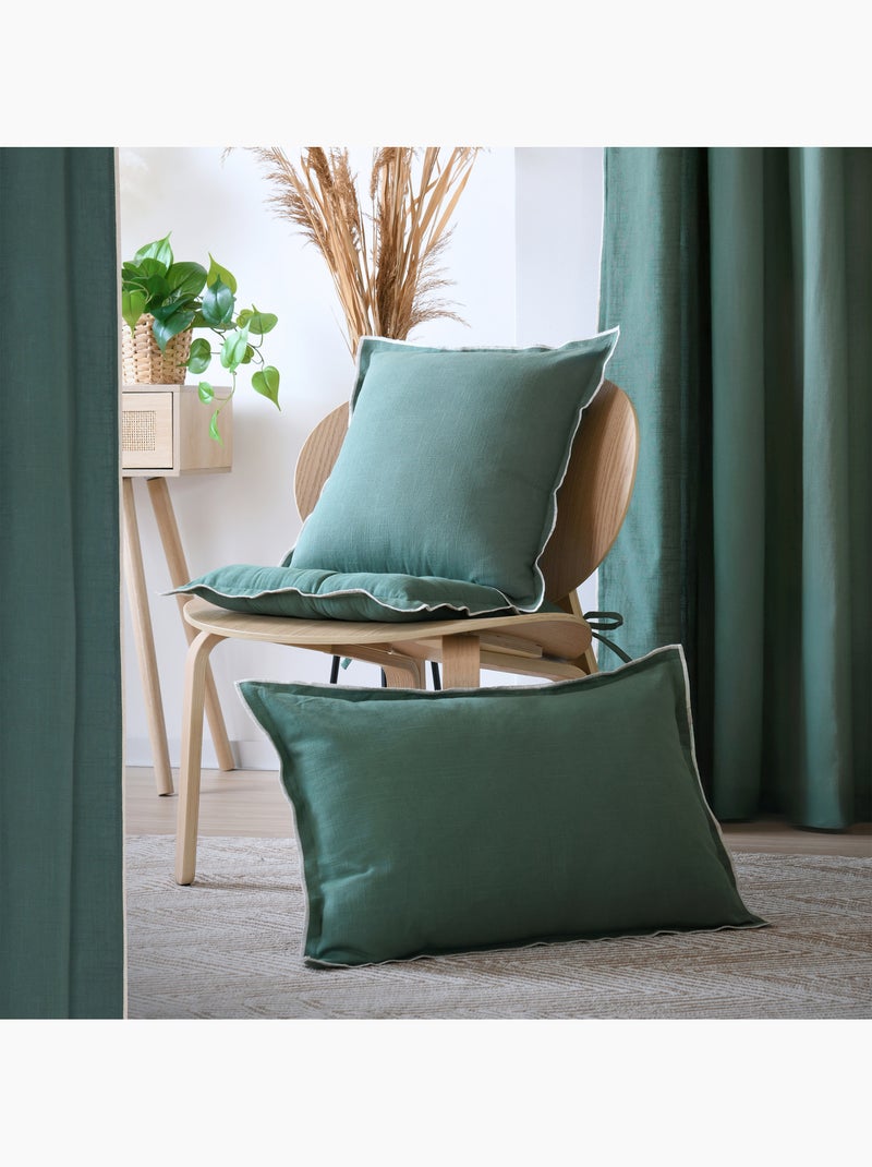 Cuscino in cotone, volant piatto smerlato, nero Verde - Kiabi