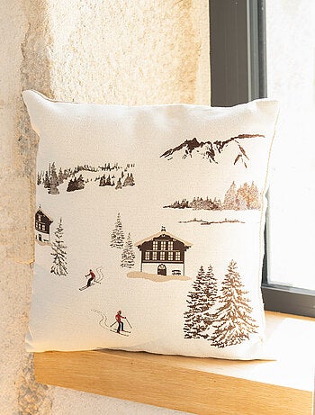 Cuscino in jacquard con motivo a casetta