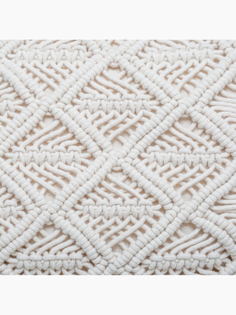 Cuscino in macramè con frange Avorio - Kiabi