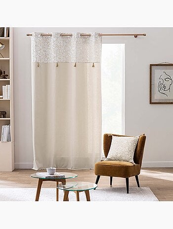 Cuscino in policotone con stampa floreale e nappe