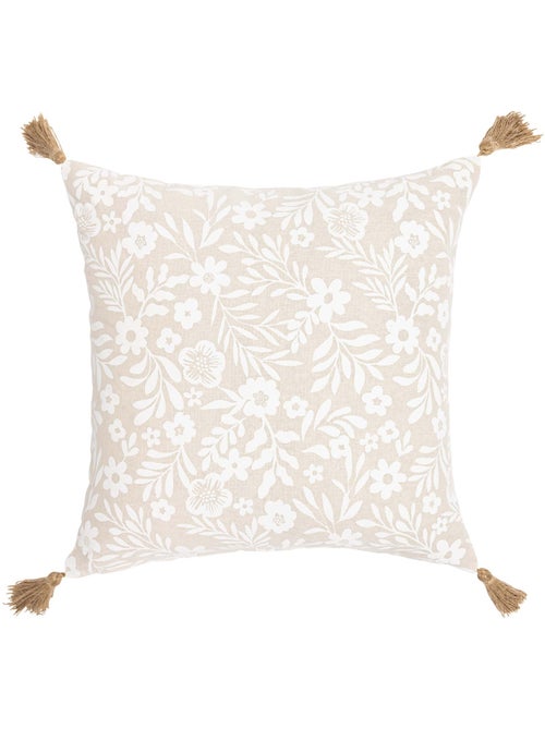 Cuscino in policotone con stampa floreale e nappe - Kiabi