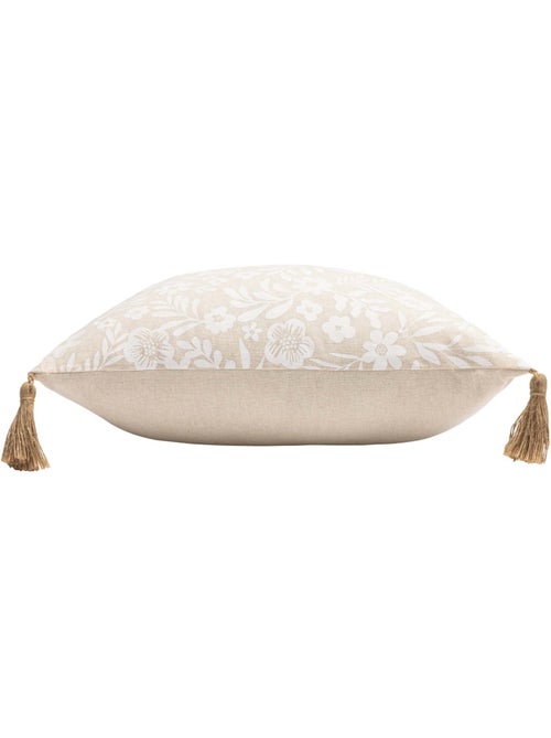 Cuscino in policotone con stampa floreale e nappe - Kiabi