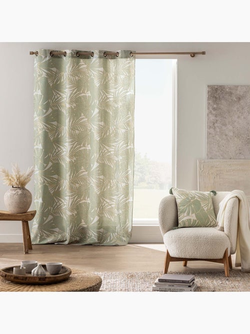 Cuscino in policotone metallizzato con fogliame tropicale e nappe - Kiabi