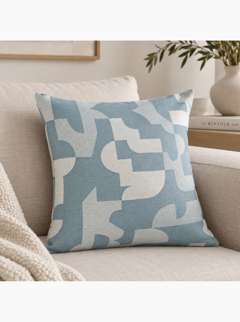 Cuscino jacquard geometrico a trama retrò Blu - Kiabi