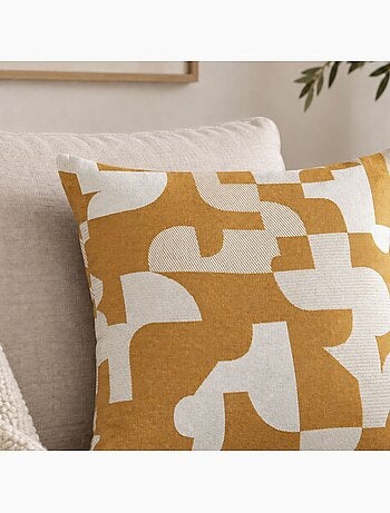 Cuscino jacquard geometrico a trama retrò