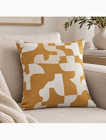 Cuscino jacquard geometrico a trama retrò