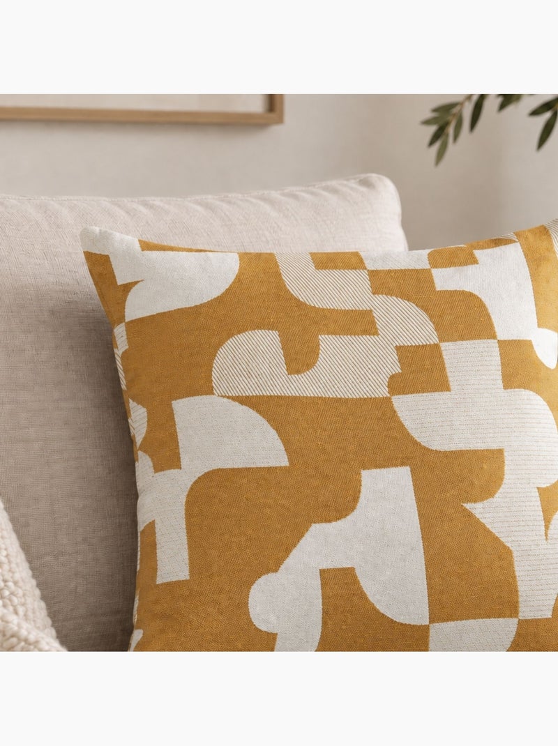 Cuscino jacquard geometrico a trama retrò Giallo senape - Kiabi