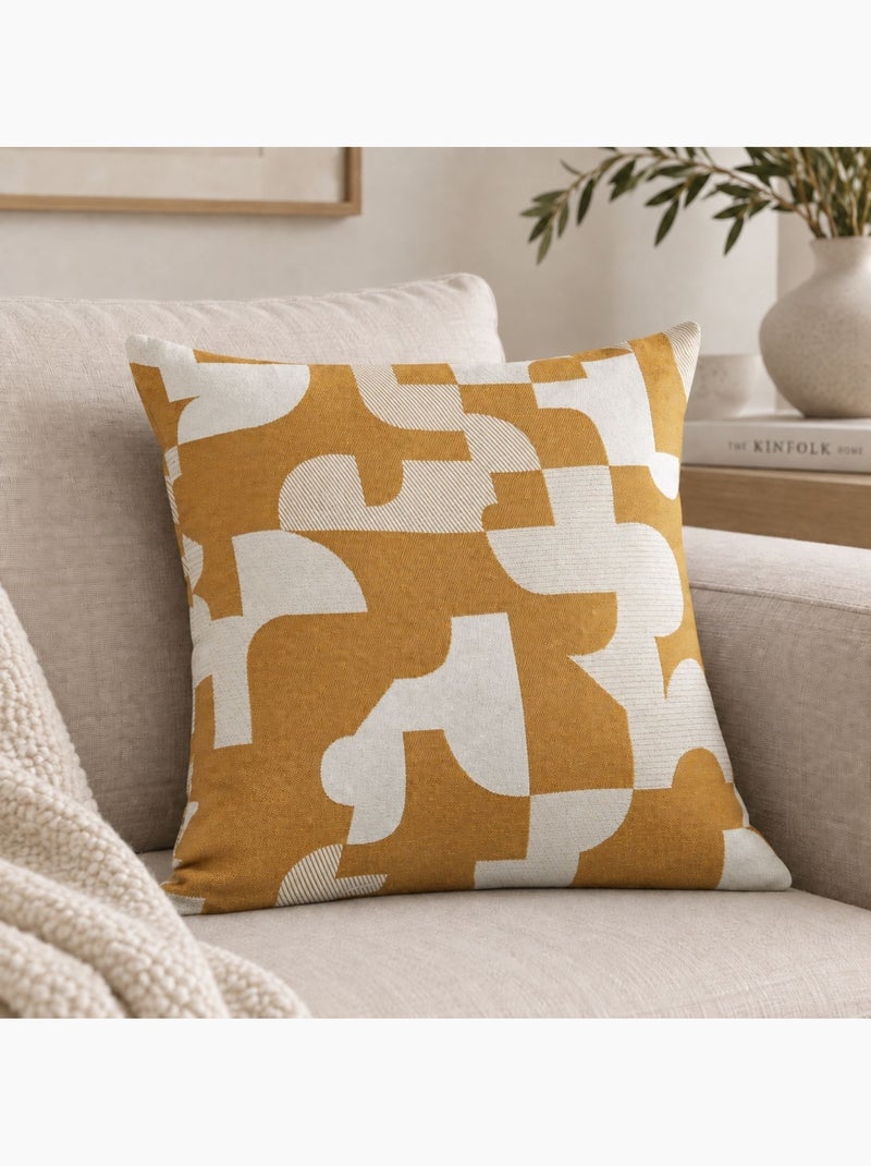 Cuscino jacquard geometrico a trama retrò Giallo senape - Kiabi