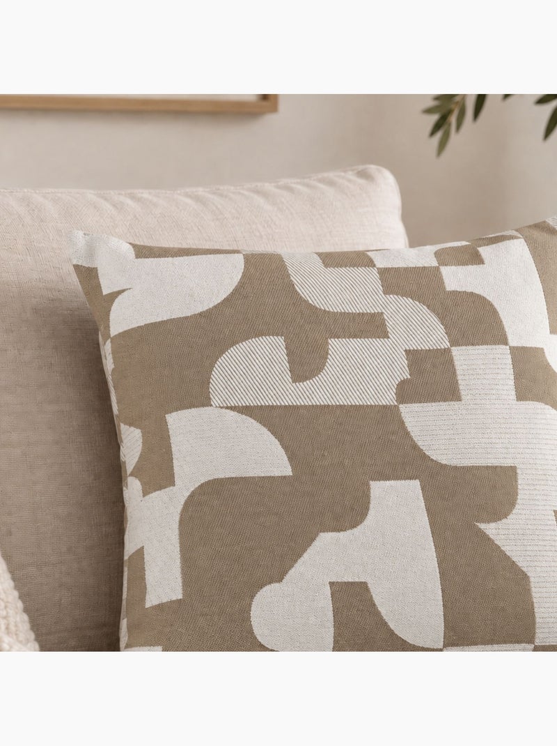 Cuscino jacquard geometrico a trama retrò Tortora - Kiabi