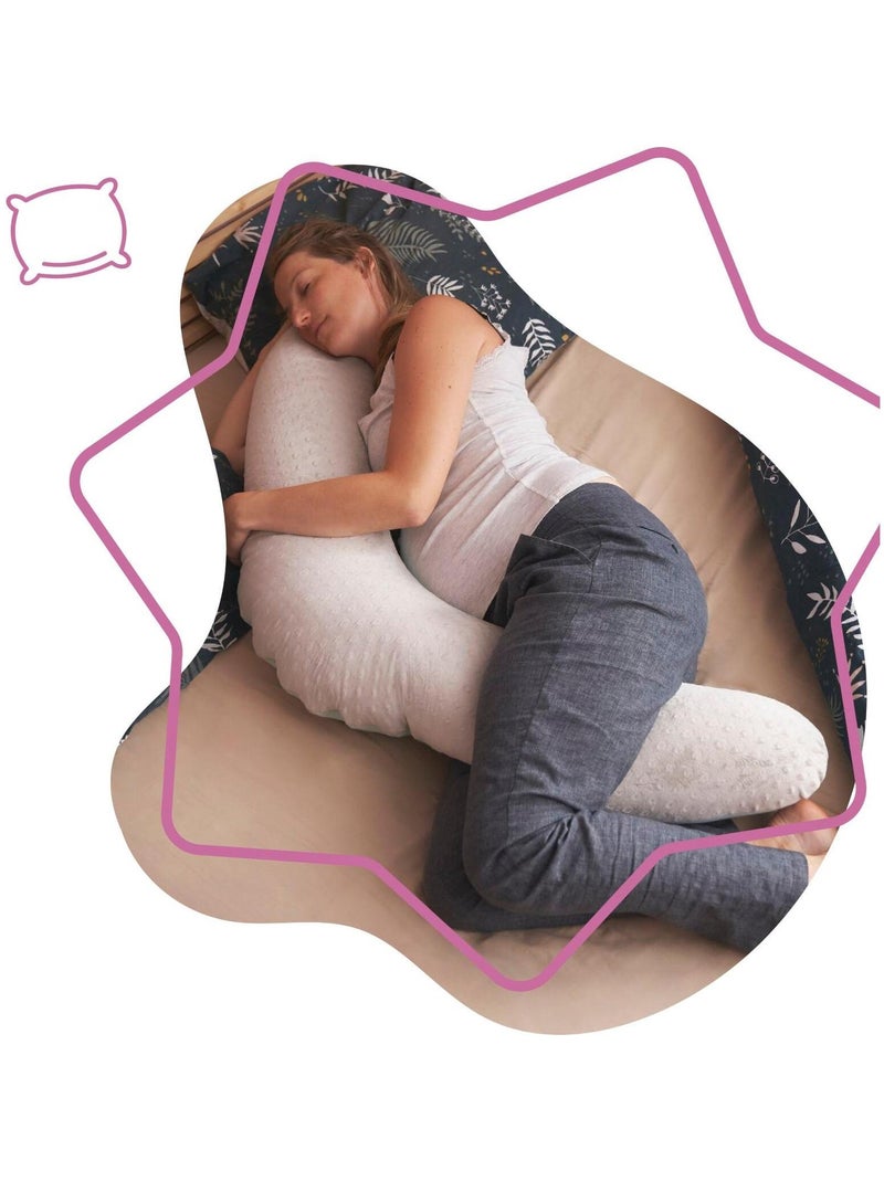 Cuscino per allattamento e gravidanza evolutivo 2 in 1 Fluffy 'Badabulle' Grigio chiaro - Kiabi