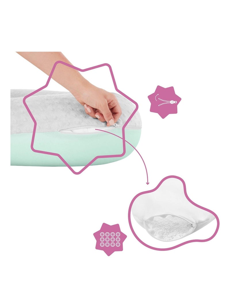 Cuscino per allattamento e gravidanza evolutivo 2 in 1 Fluffy 'Badabulle' Grigio chiaro - Kiabi