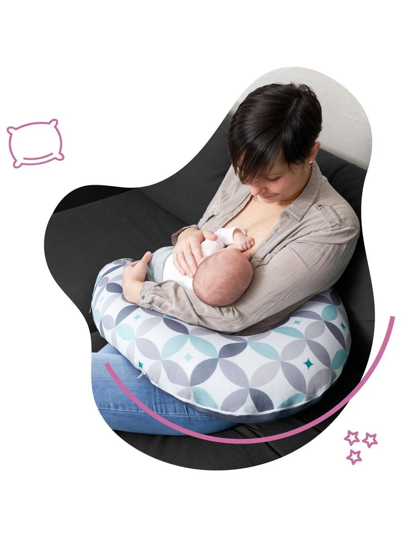 Cuscino per allattamento e gravidanza evolutivo 2 in 1 Graphique 'Badabulle' Grigio - Kiabi