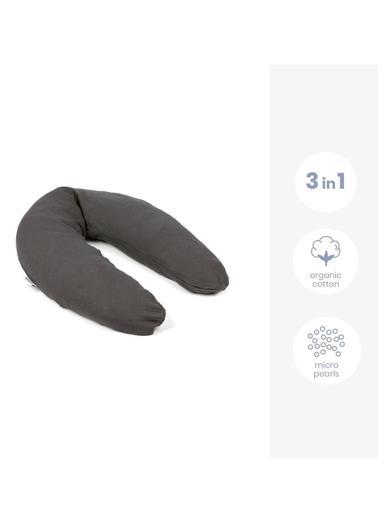 Cuscino per l'allattamento e la gravidanza Comfy Big Tetra «Doomoo» Grigio scuro - Kiabi