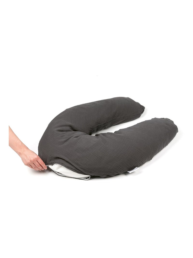 Cuscino per l'allattamento e la gravidanza Comfy Big Tetra «Doomoo» Grigio scuro - Kiabi