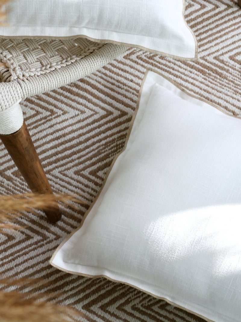 Cuscino piatto in cotone nero con volant smerlato Bianco - Kiabi