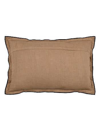 Cuscino piatto in cotone nero con volant smerlato