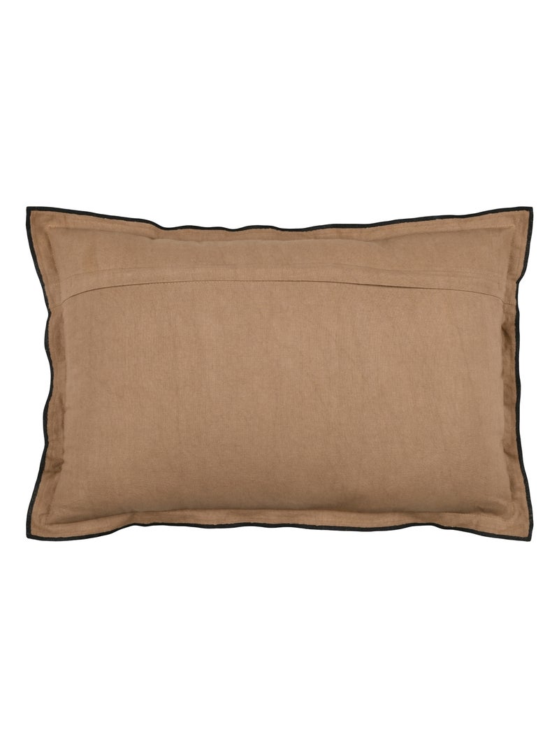 Cuscino piatto in cotone nero con volant smerlato Marrone chiaro - Kiabi