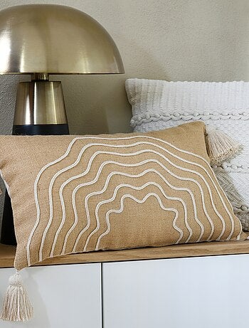 Cuscino rettangolare beige con rilievo