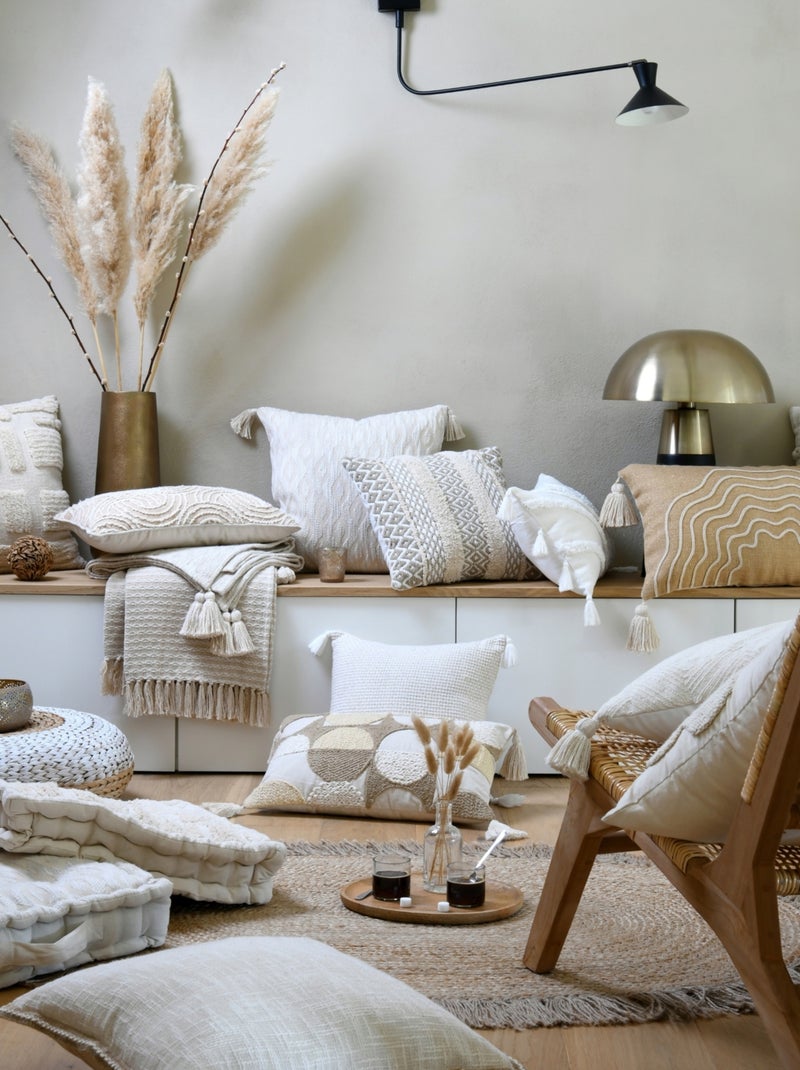 Cuscino rettangolare beige con rilievo Beige - Kiabi