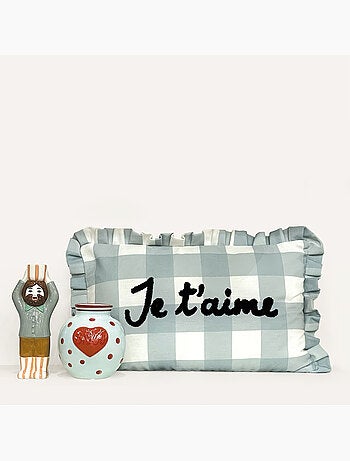 Cuscino rettangolare con assegno "Je t'aime