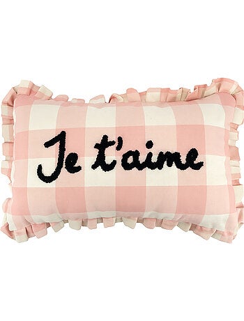 Cuscino rettangolare con assegno "Je t'aime