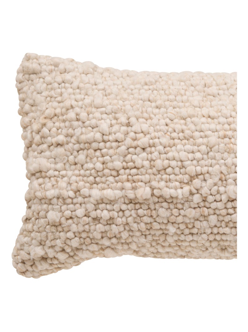 Cuscino rettangolare effetto lana sfoderabile Beige mélange - Kiabi