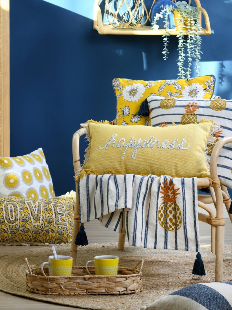 Cuscino rettangolare Happiness Giallo - Kiabi