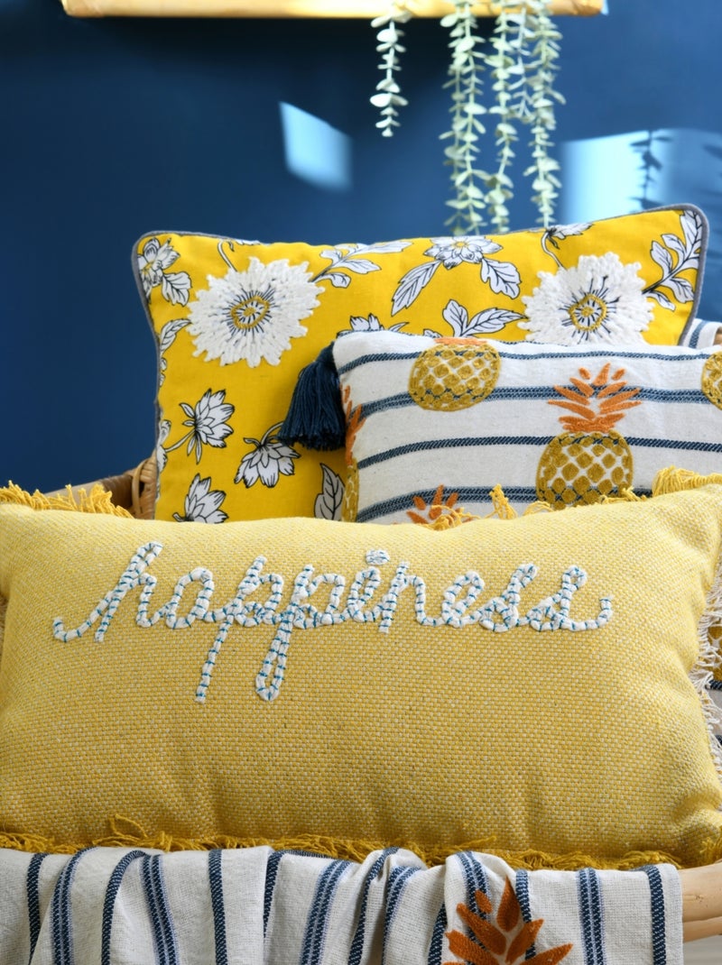 Cuscino rettangolare Happiness Giallo - Kiabi