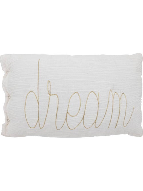 Cuscino rettangolare lili in garza di cotone 50x30cm bianco - Kiabi