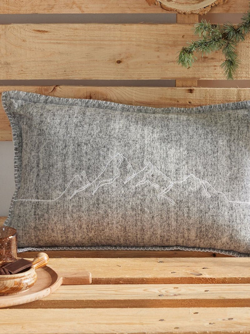 Cuscino rettangolare Mountain in cotone spazzolato Grigio - Kiabi