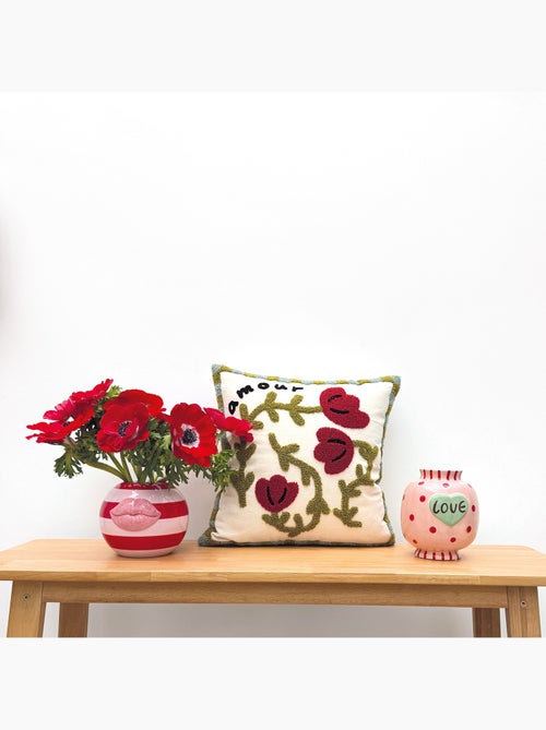 Cuscino ricamato con papavero - Kiabi