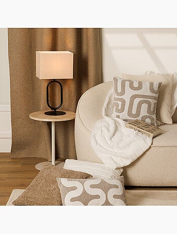Cuscino safina in lino jacquard beige 40x40 cm