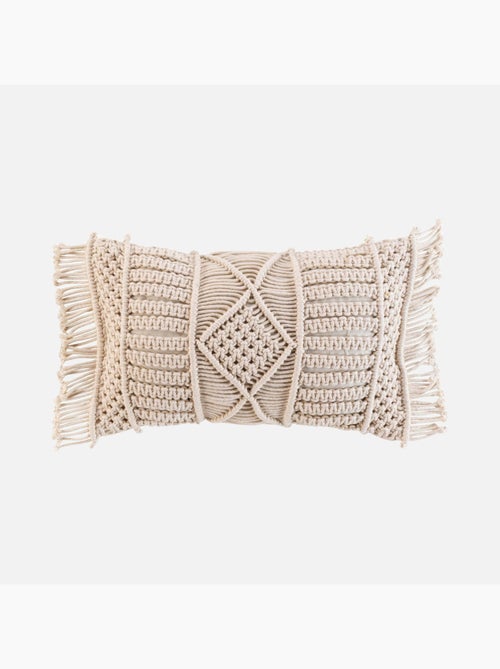Cuscino sfoderabile con frange e macramè - Kiabi