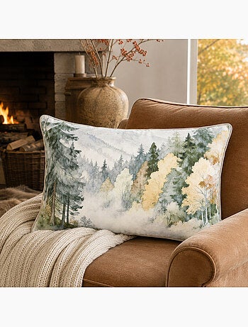 Cuscino sfoderabile motivo acquerello foresta