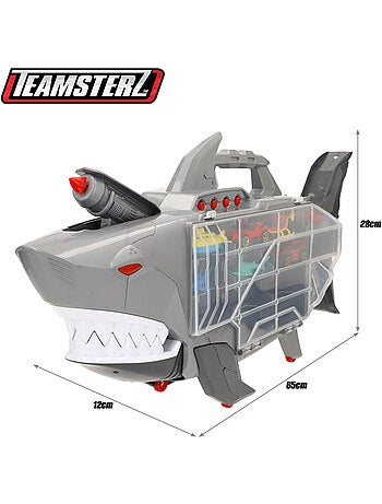 Custodia porta-auto con rampa e lanciatore roboshark teamsterz
