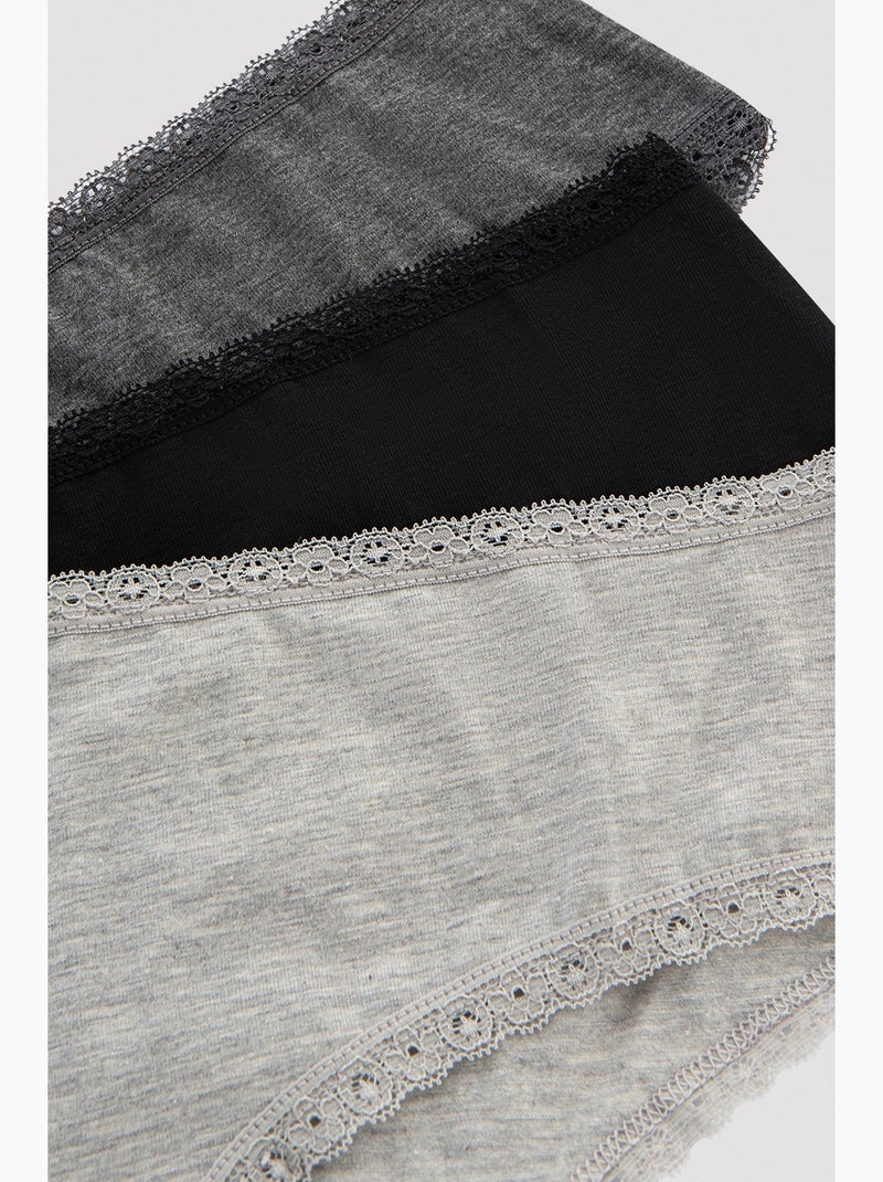 Daily lace cotton confezione da 3 hipster penti Nero - Kiabi