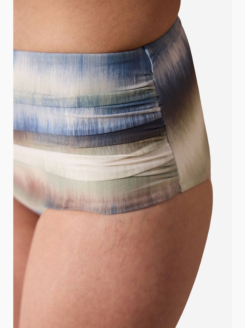 Dalia slip bikini a vita alta con arricciatura penti Blu Bianco - Kiabi