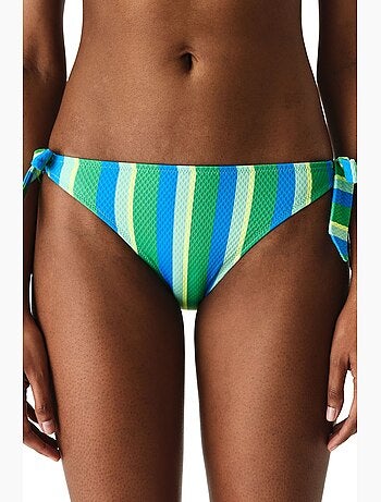 Davina slip bikini a righe testurizzato a vita media penti
