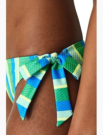 Davina slip bikini a righe testurizzato a vita media penti